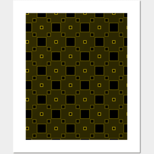 Black squares on olive green Posters and Art